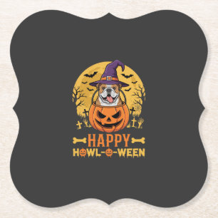 Lustiger Bulldogge Halloween Happy Howl-O-Ween Vin Untersetzer