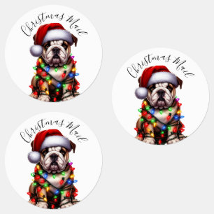 Lustiger Bulldogge Moderner Süßer Weihnachtsbeleuc Etiketten
