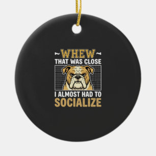 Lustiger Bulldogge sozialisiert Hund Keramik Ornament