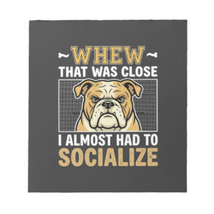 Lustiger Bulldogge sozialisiert Hund Notizblock