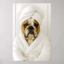 Lustiger Bulldoggen-Badezimmerdruck, Bulldogge im