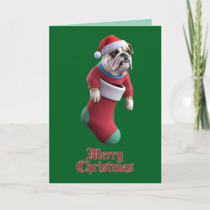 Lustiger Bulldoggen-Weihnachtsfeiertag Feiertagskarte