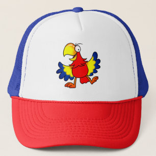 Lustiger Bunter Cartoon Papagei Vogel Truckerkappe