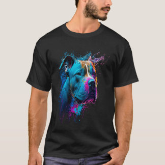 Lustiger Bunter Pit bull Terrier Hund Papa Mama J T-Shirt