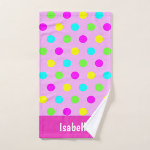 Lustiger bunter Polka-Punkt-personalisierter Girly Handtuch