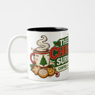 Lustiger Büro-Weihnachts-Überlebens-Becher Zweifarbige Tasse