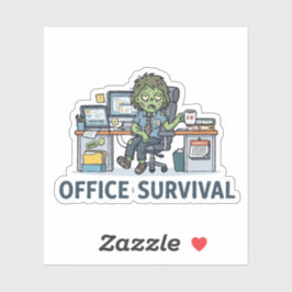 Lustiger Büro-Zombie "Survie Au Bureau" Arbeits-Hu Aufkleber