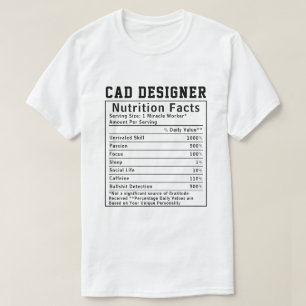Lustiger CAD-Designer Ernährungsfakten Tech-Mitarb T-Shirt