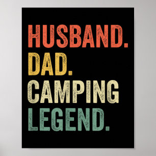 Lustiger Camper Ehemann Vater Camping-Legende Vint Poster