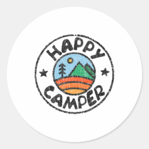 Lustiger Camper, glücklicher Campingliebhaber, Cam Runder Aufkleber