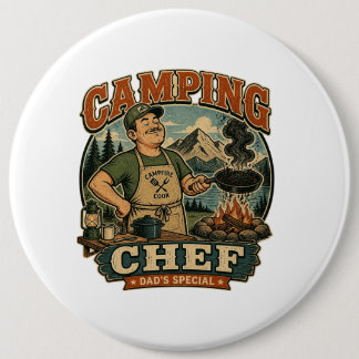 Lustiger Camping-Chef-Dad-Sonder-Vintage-Pin-Butto Button