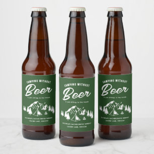 Lustiger Camping Junggesellinnenabschied Bierflaschenetikett