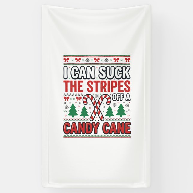 Lustiger Candy Cane Weihnachtspullover Banner (Vertikal)