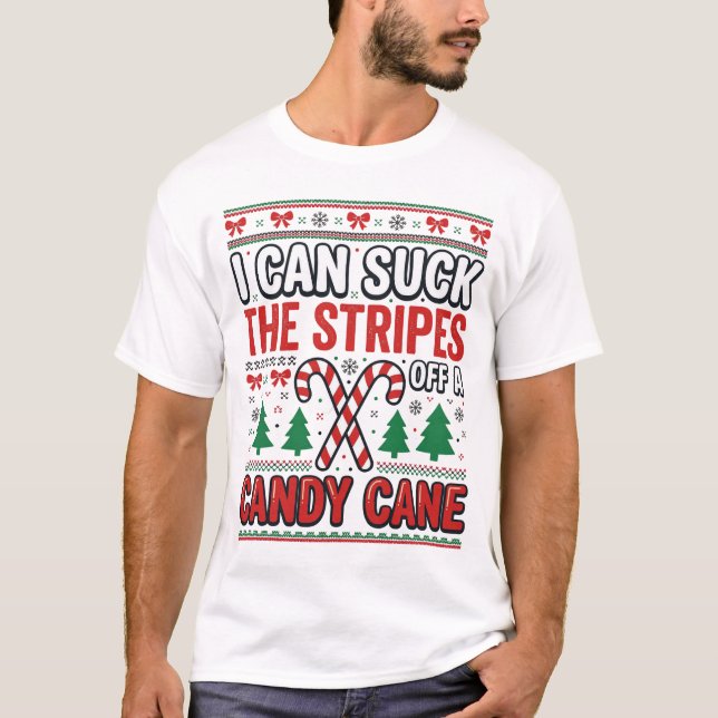 Lustiger Candy Cane Weihnachtspullover T-Shirt (Vorderseite)