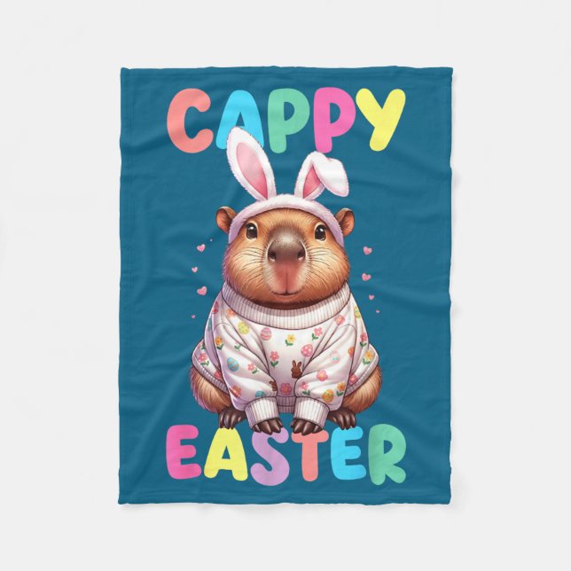 Lustiger Cappy-Oster-Capybara-Meme Frohe Ostern  Fleecedecke (Vorderseite)