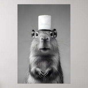 Lustiger Capybara-Badezimmer-Kunstdruck, Toiletten Poster