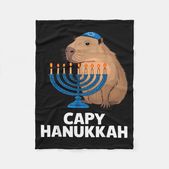 Lustiger Capybara Frohes Hanukkah Chanukah Jüdisch Fleecedecke (Vorderseite)