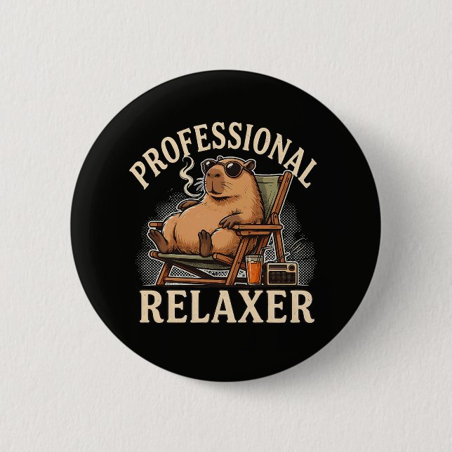 Lustiger Capybara-Professioneller Entspanner Button (Vorderseite)