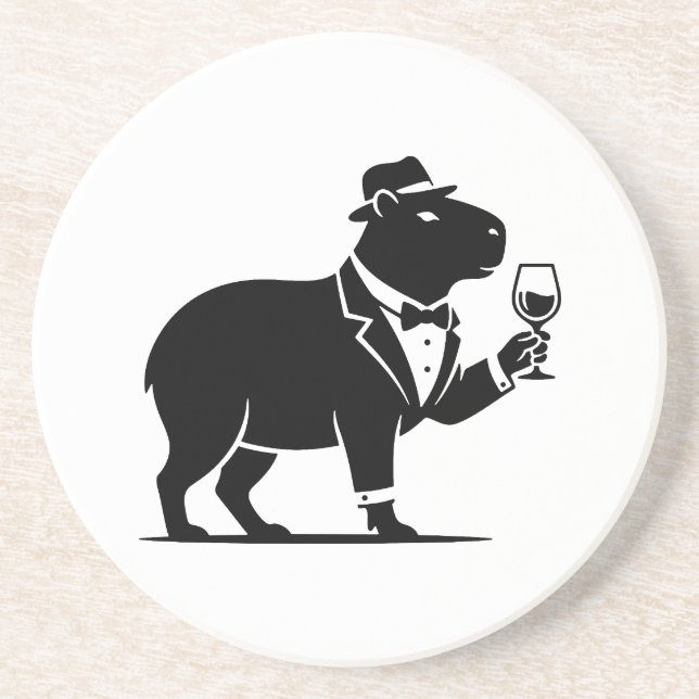 Lustiger Capybara-Weinglas Minimalist Modern Getränkeuntersetzer (Vorne)