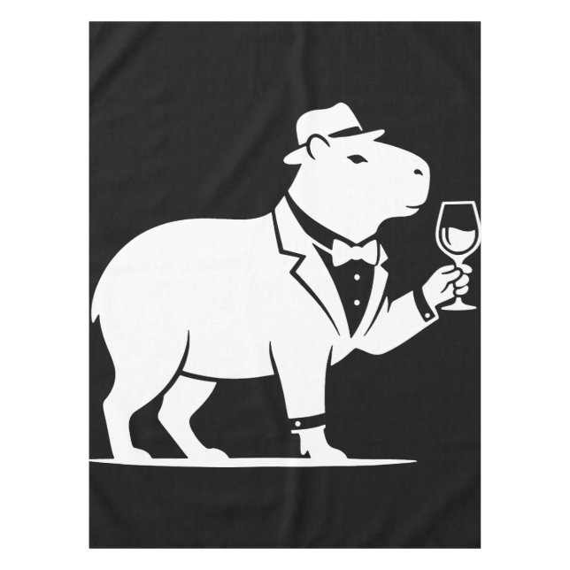 Lustiger Capybara-Weinglas Minimalist Modern Tischdecke (Vorderseite)
