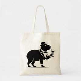 Lustiger Capybara-Weinglas Minimalist Modern Tragetasche