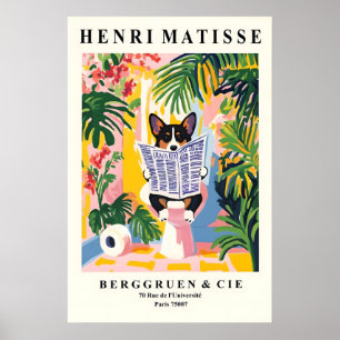 Lustiger Cardigan Corgi Kunst - Hund auf Toilette Poster