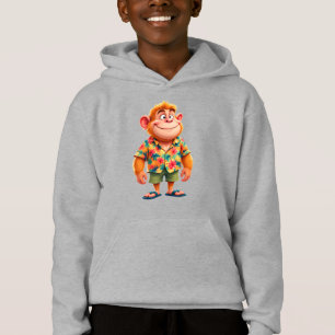 Lustiger Cartoon-Affe in hawaiianischem Hemd Kinde Hoodie