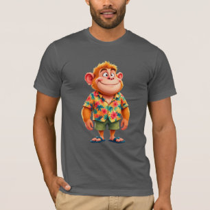 Lustiger Cartoon-Affe mit hawaiianischem Hemd Somm T-Shirt