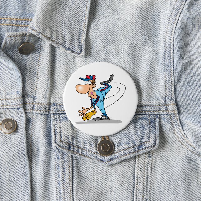 Lustiger Cartoon-Baseball-Pitcher wirft einen Fast Button (Von Creator hochgeladen)