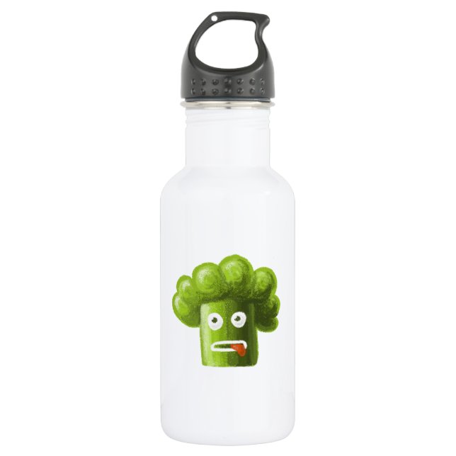 Lustiger Cartoon-Brokkoli Trinkflasche (Vorderseite)