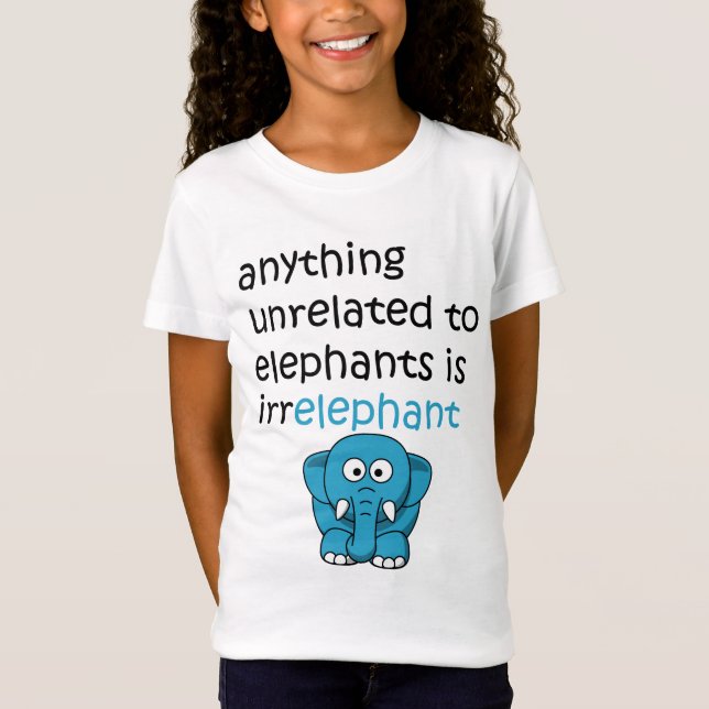 Lustiger Cartoon-Elefant-Text T-Shirt (Vorderseite)