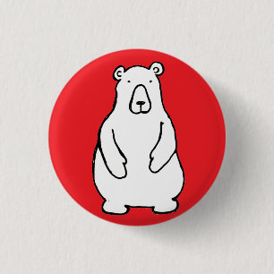 Lustiger Cartoon-Grizzly-Polarbär Rot Button