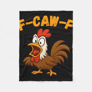 Lustiger Cartoon-Hahn Geflügel Huhn F-caw-f Humor Fleecedecke