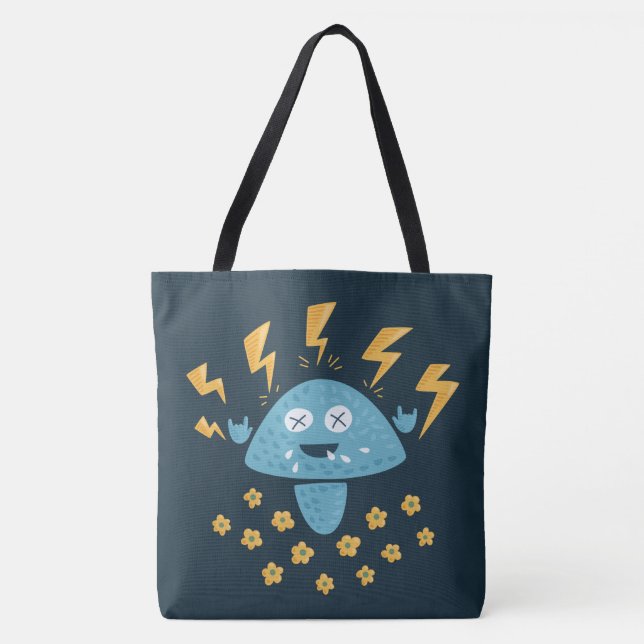 Lustiger Cartoon-harter Felsen-Pilz Tasche (Vorderseite)
