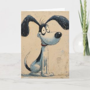 Lustiger Cartoon-Hund – Whimsical süße Hundekunst Karte