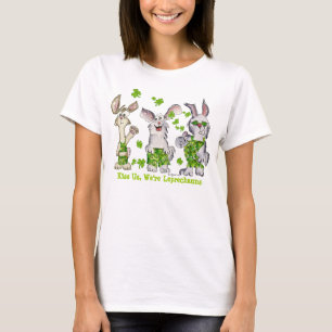 Lustiger Cartoon-irische Kleeblatt-Kobold-T-Shirts T-Shirt