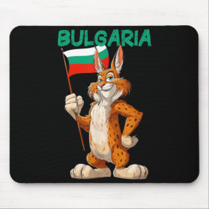 Lustiger Cartoon-Luchs mit bulgarischer Flagge als Mousepad