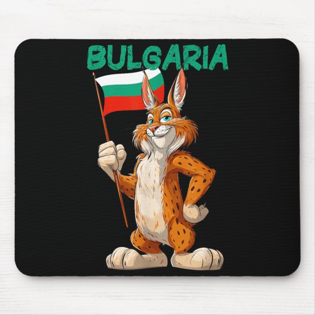Lustiger Cartoon-Luchs mit Kostüm der bulgarischen Mousepad (Vorne)