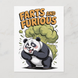 Lustiger Cartoon-Panda macht einen Furz auf einem Feiertagspostkarte