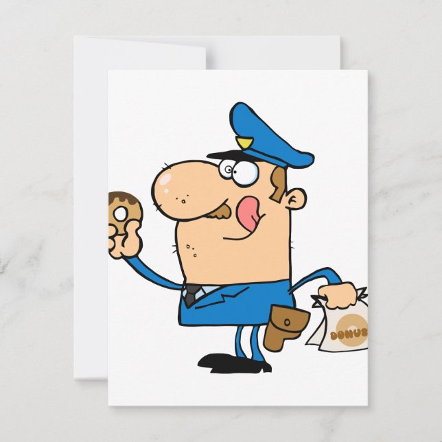 lustiger Cartoon Polizist isst Donuts (Vorderseite)