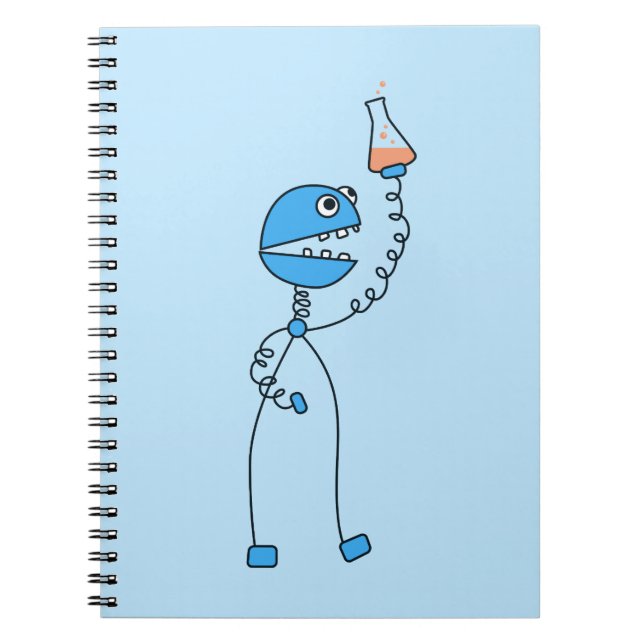 Lustiger Cartoon-Roboter-ChemieGeek Notizblock (Vorderseite)