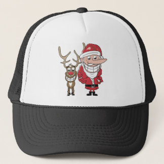 Lustiger Cartoon Sankt und Rudolph Truckerkappe