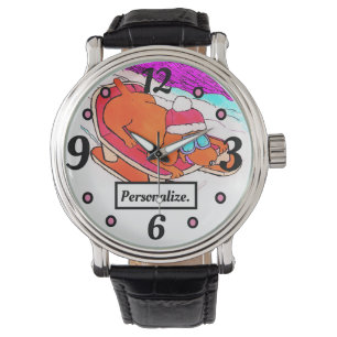 Lustiger Cartoon-Sledding Cartoon-Hund Armbanduhr