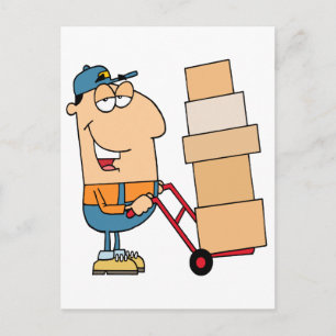 lustiger Cartoon-Umzugsunternehmer Postkarte