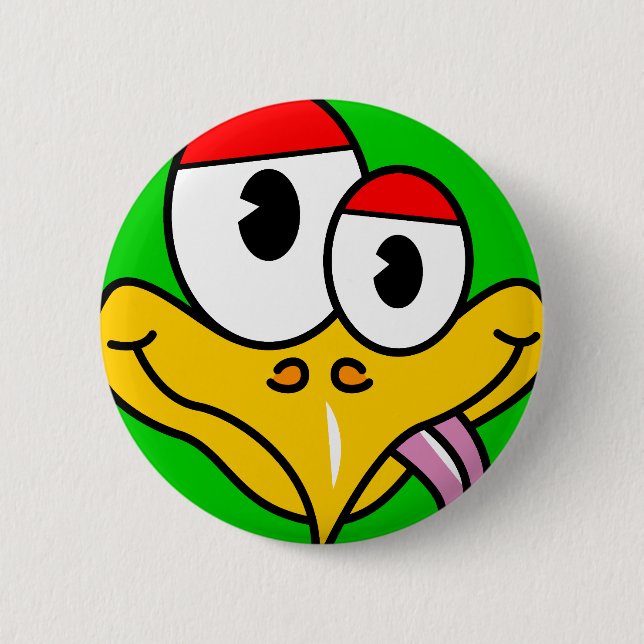 Lustiger Cartoon-Vogel Button (Vorderseite)