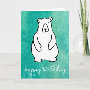 Lustiger Cartoon Weißer Eisbär Alles Gute zum Gebu Karte