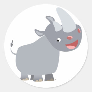 Lustiger Cartoonrhino-Aufkleber Runder Aufkleber