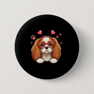 Lustiger Cavalier King Charles Spaniel Herz Kopf V Button