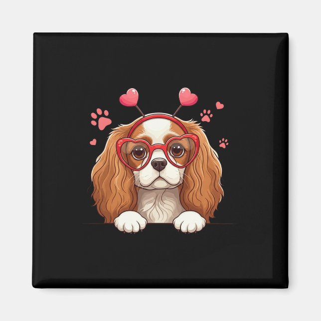 Lustiger Cavalier King Charles Spaniel Herz Kopf V Magnet (Vorne)