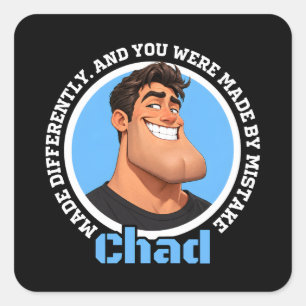 Lustiger Chad-Charakter Sarkastische Zitat-Grafik- Quadratischer Aufkleber